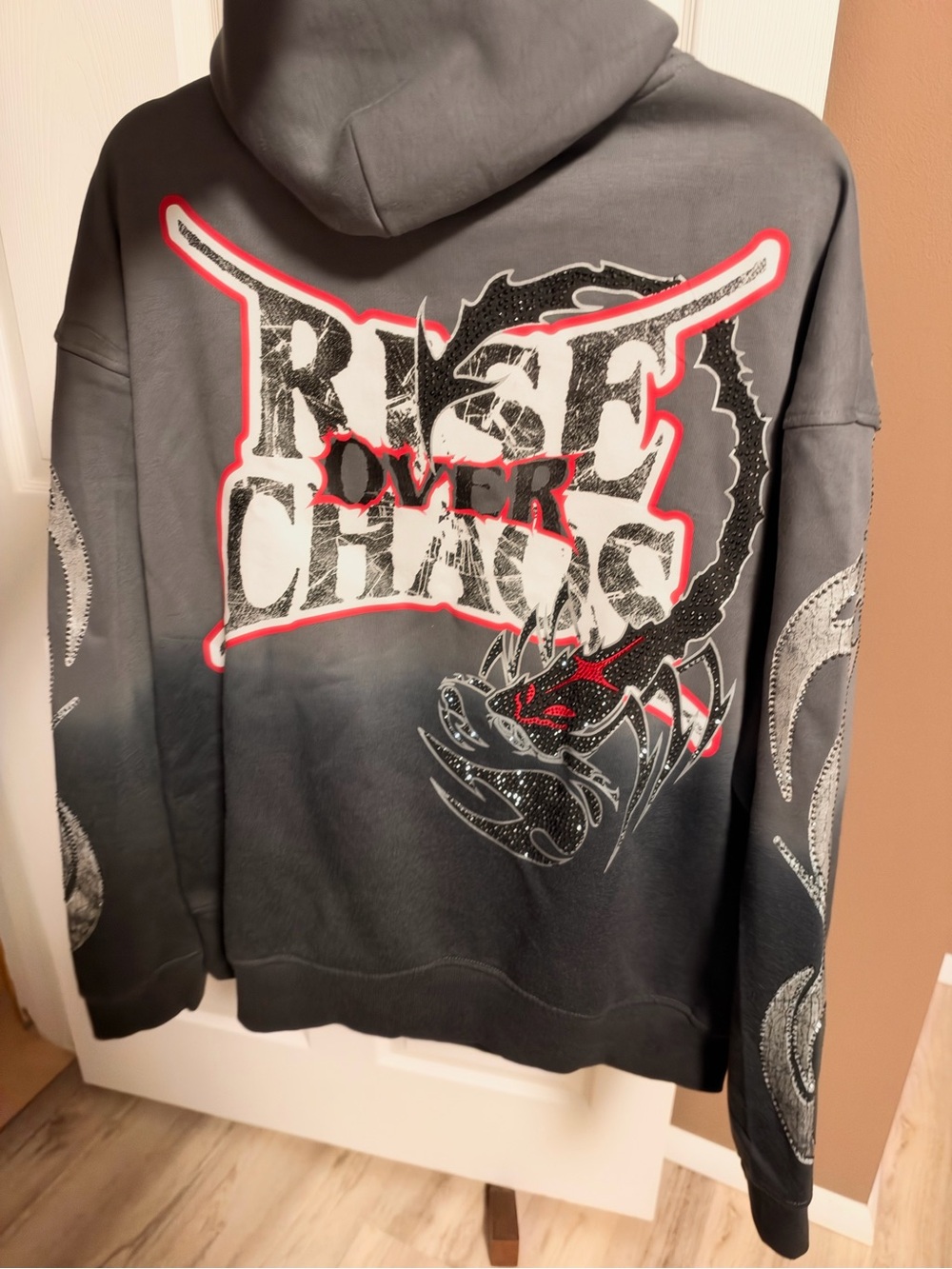 Smoke Rise  Over Chaos Graphic Hooded Sweatshirt - Gray